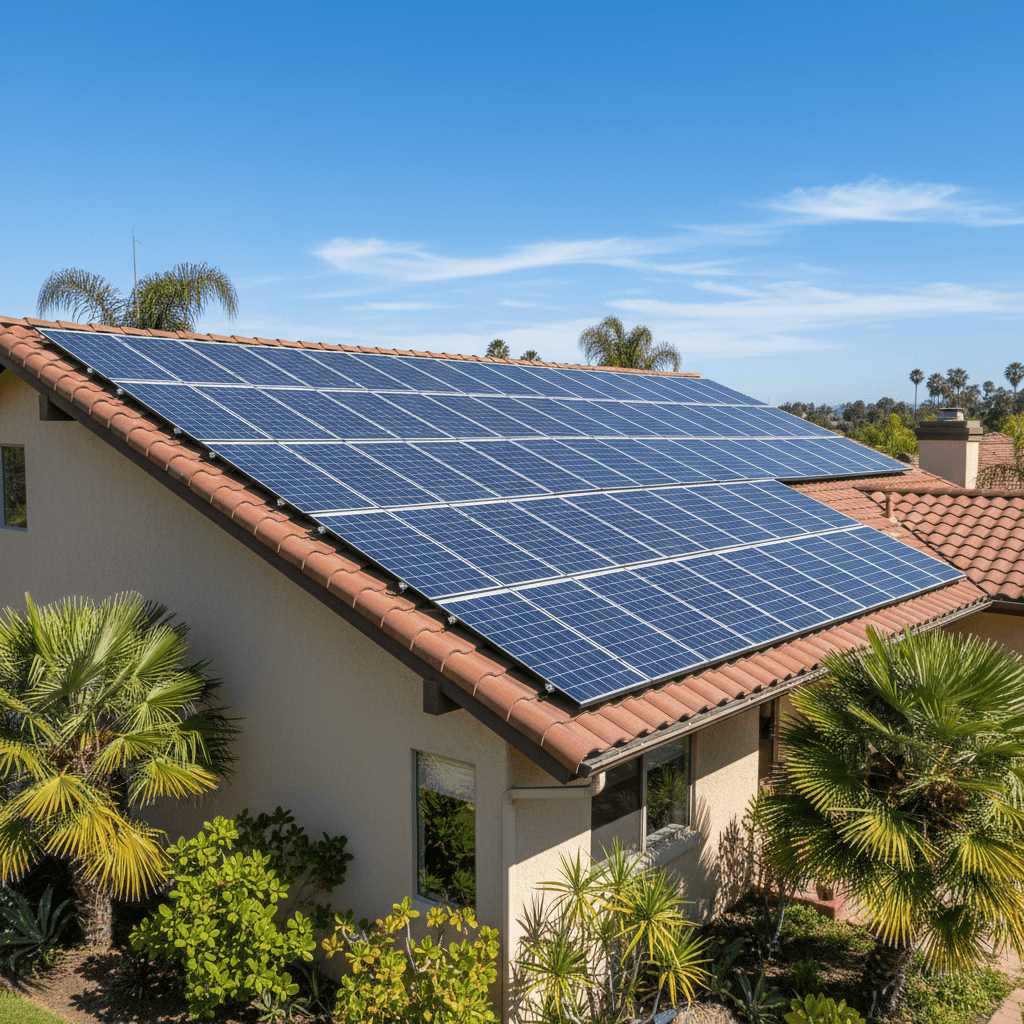 Solar panel installation on California home
