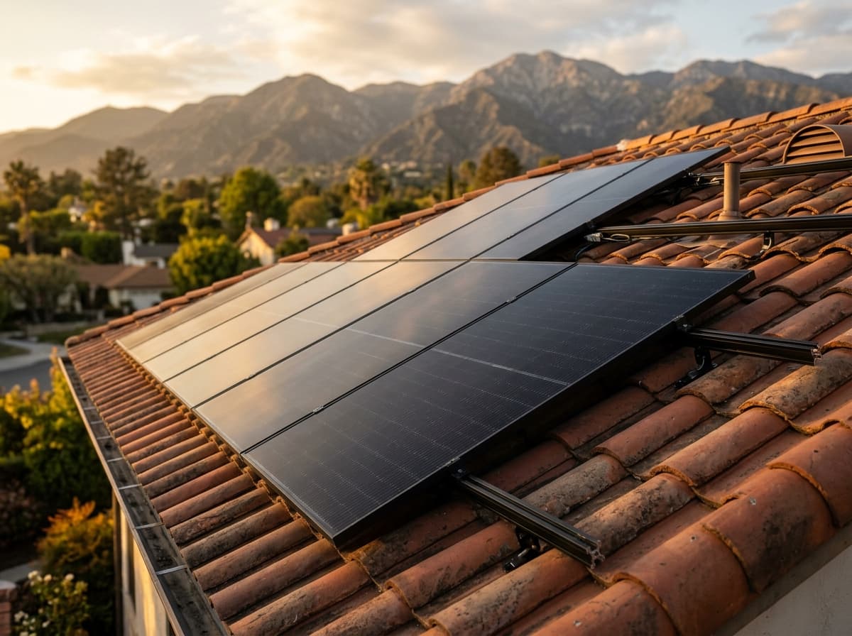 Solar panel installation on a California home